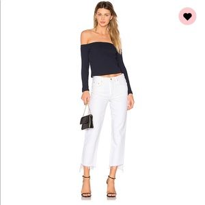 GRLFRND Helena High-Rise Straight Crop - White